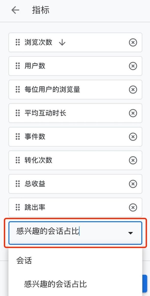 Google-Analytics（分析）4-感兴趣的会话占比